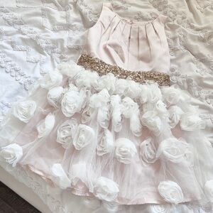 Monsoon Pale Pink Tulle Dress with Gold Sequin Waist